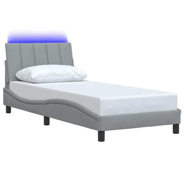 Bed Frame without Mattress "Hanko" Light Grey 80x200cm Fabric