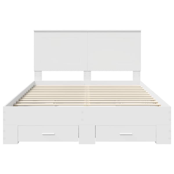 Sängram med huvudgavel Vit 140 x 190 cm Konstruerat trä