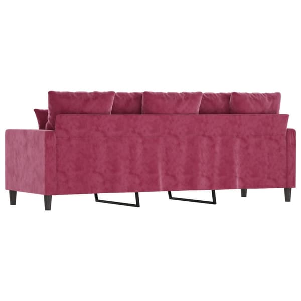 3-sitssoffa vinröd 180 cm sammet