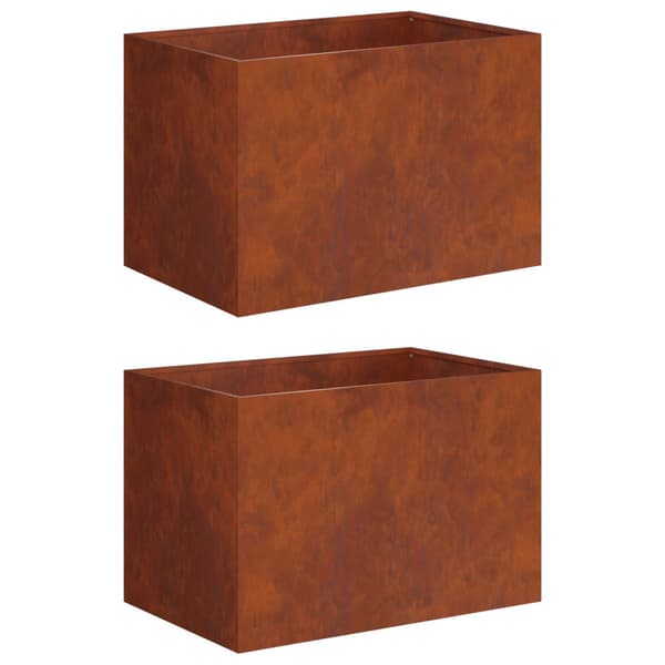 Trädgårdsplanterare 2 st Rostig 60 x 40 x 40 cm