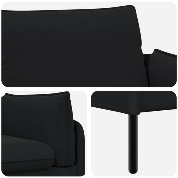 2-sits soffa 2-sits Svart 188 x 81 x 89 cm Sammet