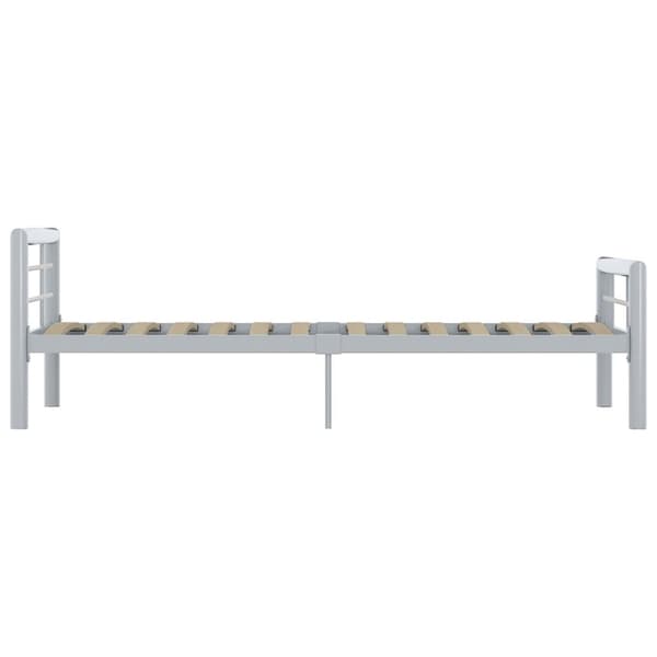 Sängram utan madrass grå & vit metall 90x200 cm