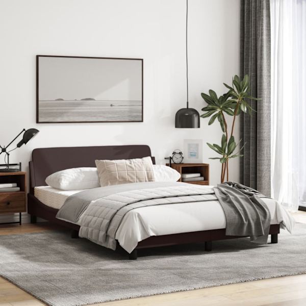 Bed Frame "Dover" Dark Brown 140x190 cm Fabric