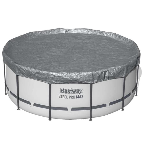 Bestway Pooltäcke Ø3,66 m Rund Polyester Grå