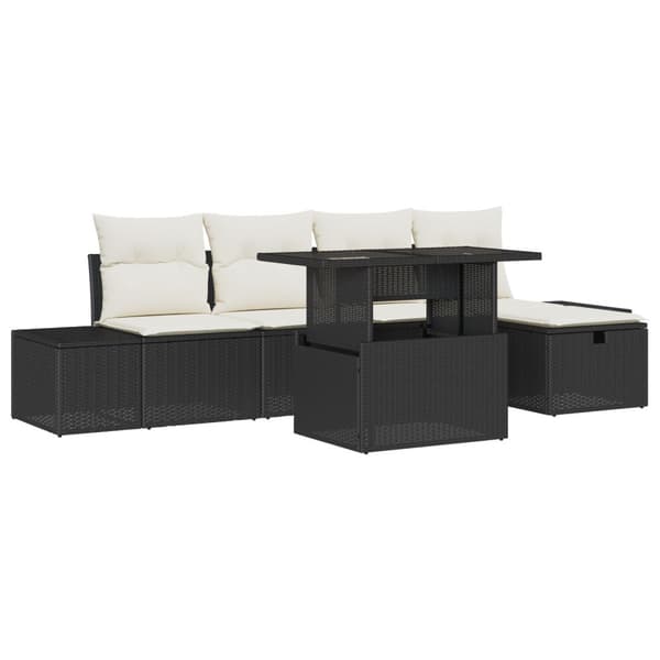 Trädgårdsoffset med kudde med lagring 6 pcs Poly rattan