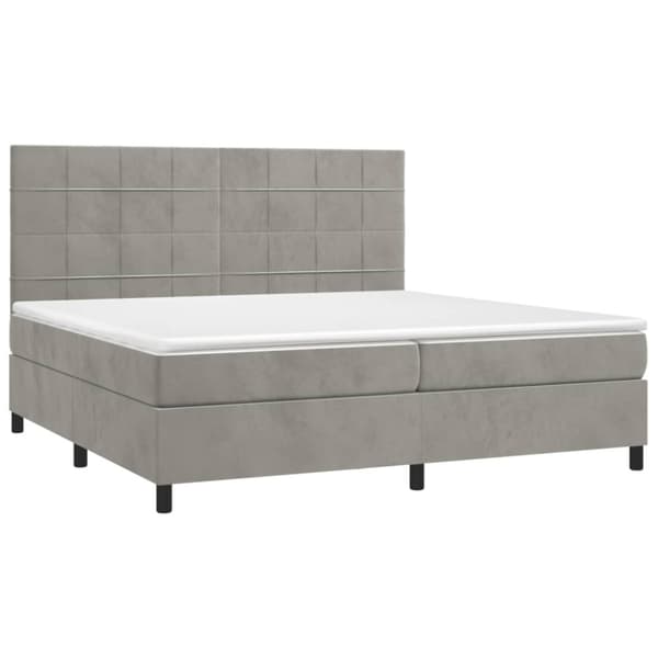 Ramsäng med madrass ljusgrå 200x200 cm sammet