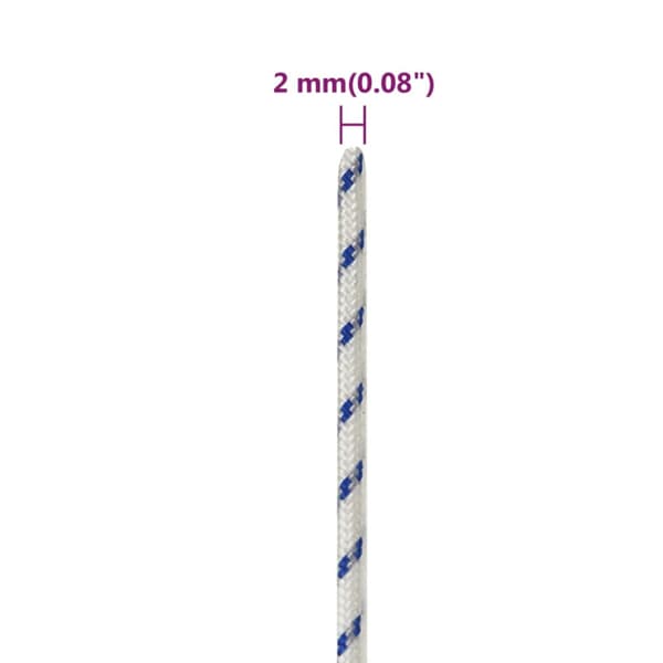 Båtlina vit 2 mm 50 m polypropylen