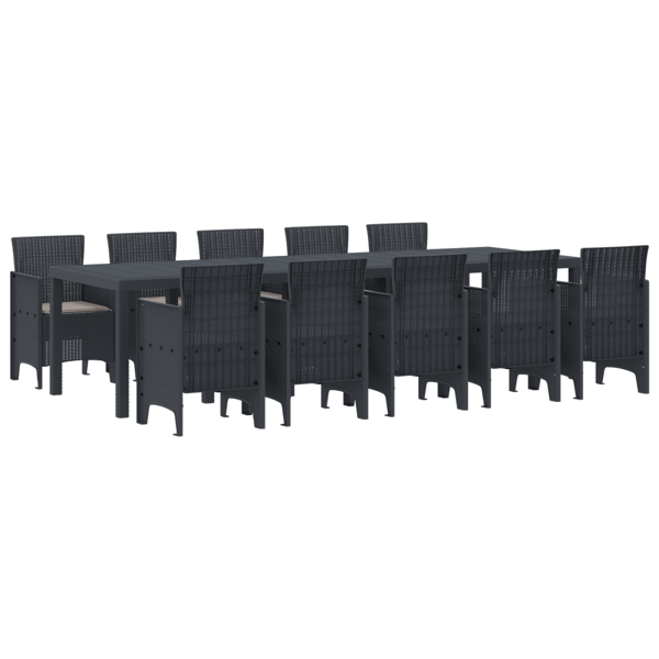 Trädgårdsmöbelset 11 st Antracit Poly rattan