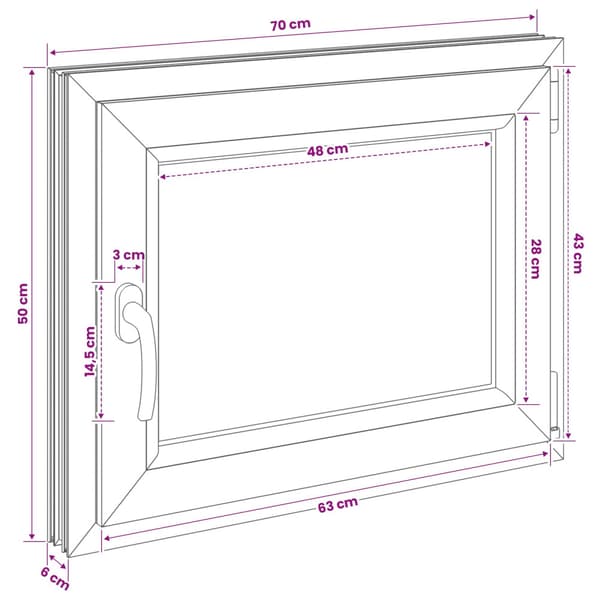 Källarfönster RISOR 70 x 50 cm PVC och glas