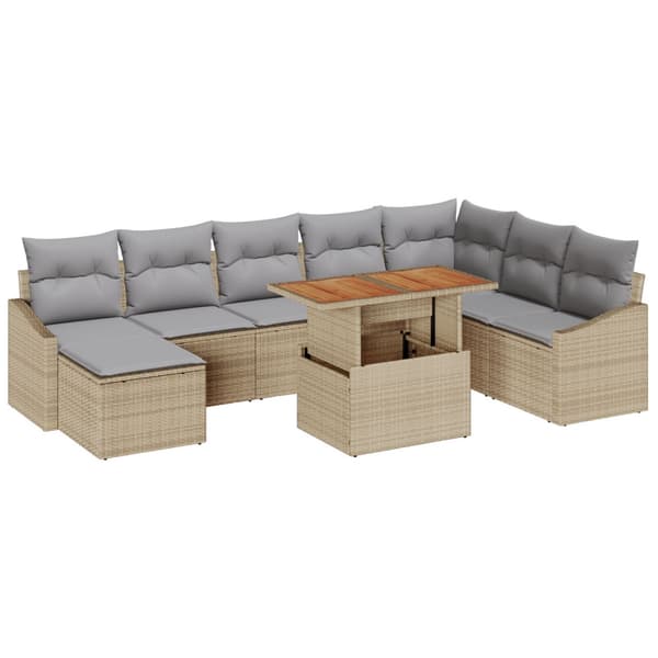 Trädgårdsoffset 9 pcs Beige och Grå
