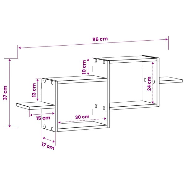 Vägg hylla Vit 95 x 17 x 37 cm Konstruerat trä
