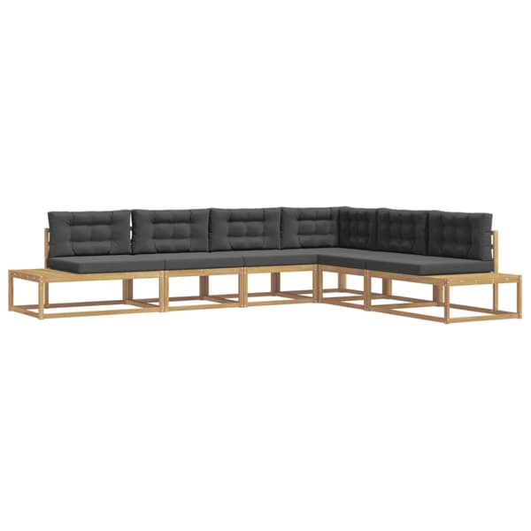 Utomhussoffset med kudde Vit 357 x 198,5 x 73 cm Polyester
