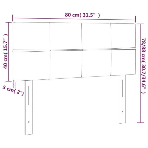 Sänggavel LED mörkgrå 80x5x78/88 cm tyg
