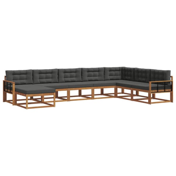 Utomhussoffset med kudde 8 pcs Naturlig och Antracit