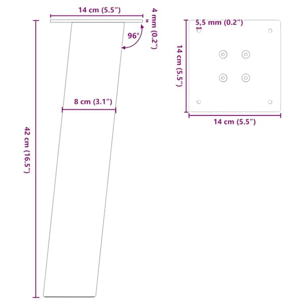 Soffbordsben 4 st antracit 42 cm stål