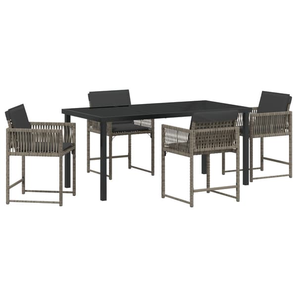 Trädgårdsmöbelset 5 pcs Grå konstrotting
