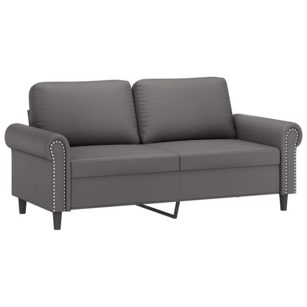 2-sits soffa med prydnadskuddar grå 140 cm konstläder