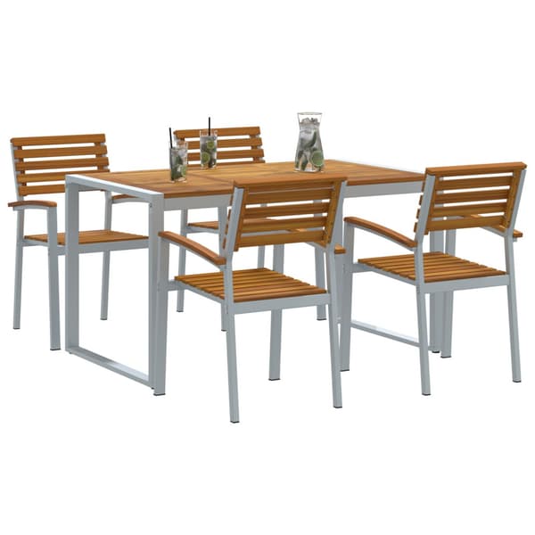 Trädgårdsmöbelset 5 pcs Grå Massivt Akaciaträ