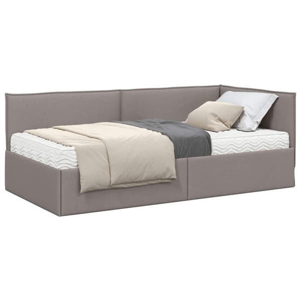 Hörn Sängram med Madrass 2 st Taupe 90 x 190 cm Sammet