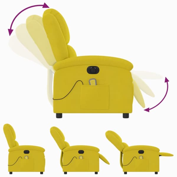 Elektrisk massagefåtölj gul sammet