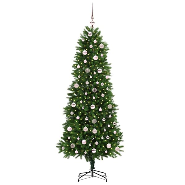 Julgran med LED-belysning Grön 240 cm PE