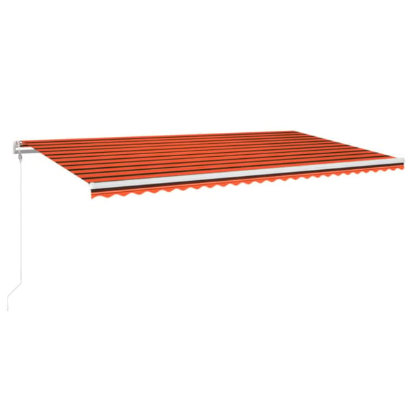 Automatisk markis med vindsensor & LED 600x300 cm orange/brun