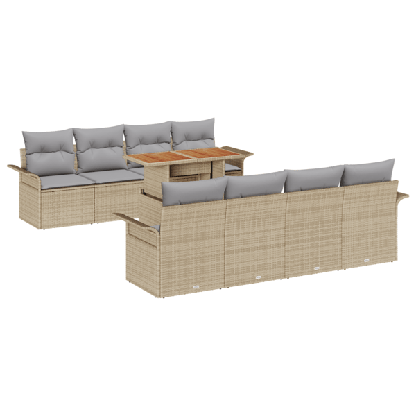 Trädgårdsoffset med lagring 9 pcs Beige Poly rattan