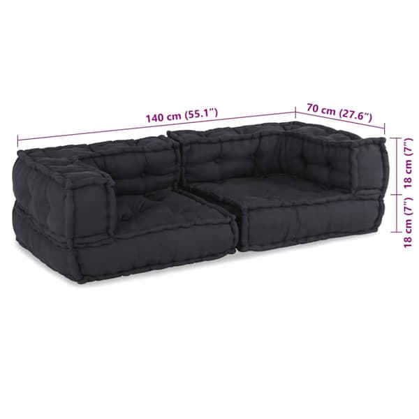 2-sits modulsoffaantracit 140x70x36 tyg