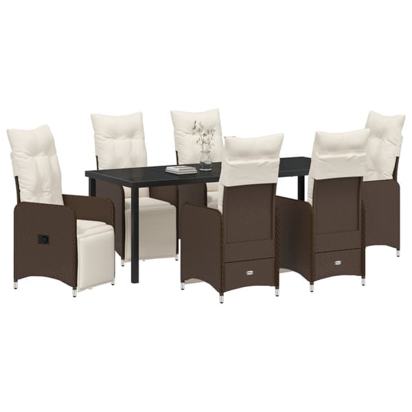 Trädgårdsmöbelset 7 pcs Brun konstrotting