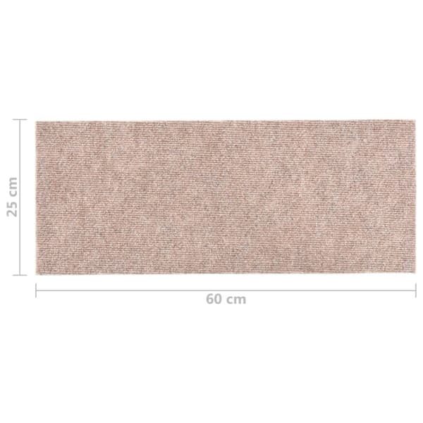 Trappmattor självhäftande 15 st 60x25 cm ljusbruna rektangulära