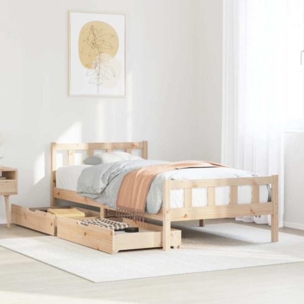 Sängram utan madrass 90x190 cm massiv furu