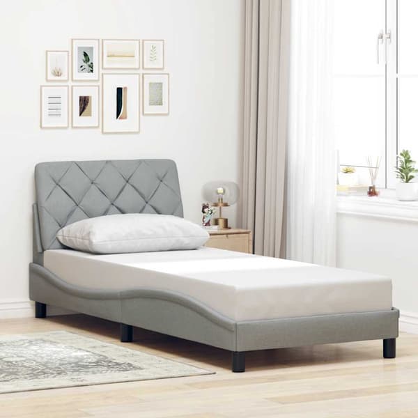 Bed Frame with LED without Mattress Light Grey 80x200 cm Fabric