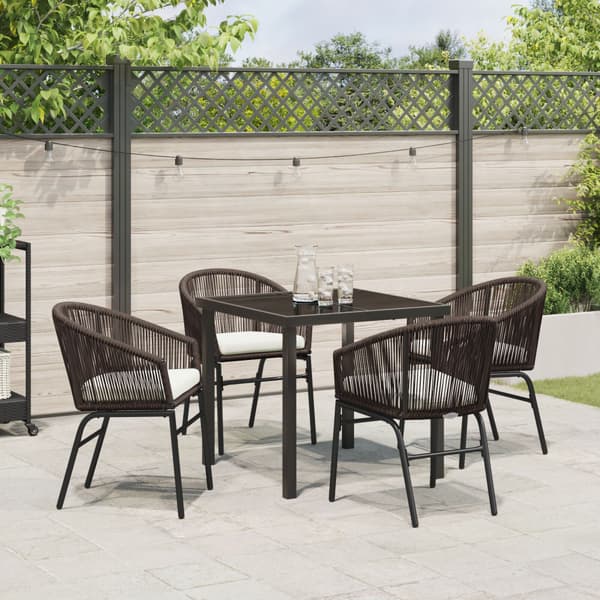 Trädgårdsmöbelset 5 pcs Brun Pulverlackerat stål
