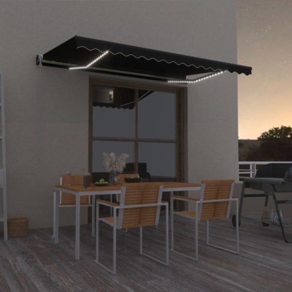 Automatisk markis med vindsensor & LED 450x350 cm antracit