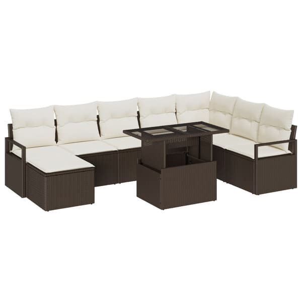 Trädgårdsoffset 9 st Brun Poly rattan