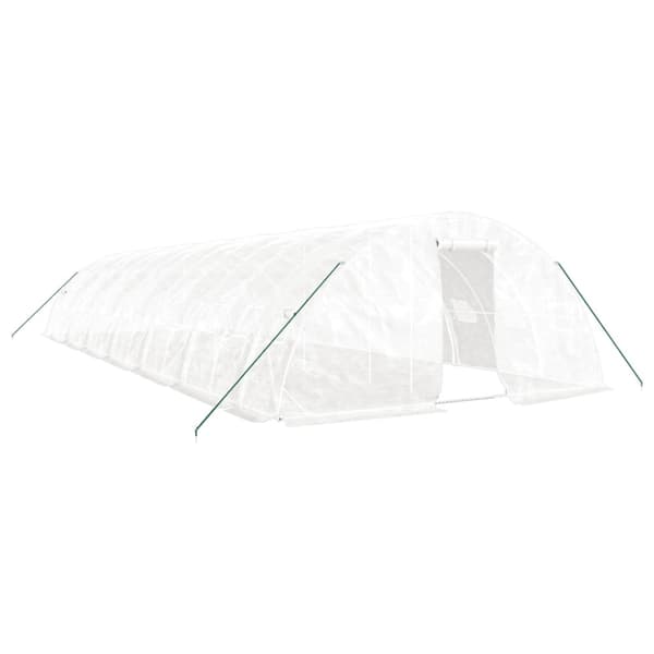 Växthus med stålram vit 70 m² 14x5x2,3 m