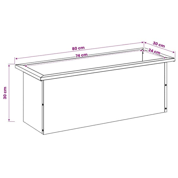 Odlingslåda med LED Silver 30 x 80 x 30 cm Galvaniserat stål