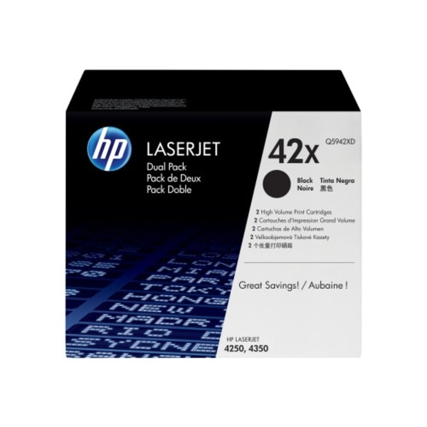 HP 42X - 2-pack - Lång livslängd - svart - original - LaserJet - tonerkassett (Q5942XD)