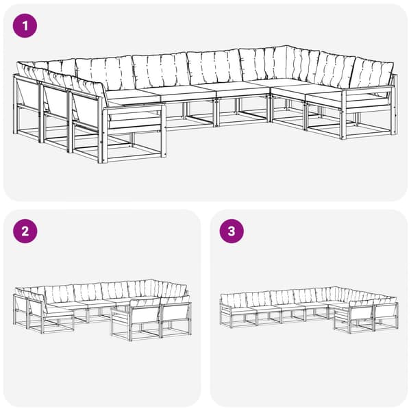 Utomhussoffset med kudde 9 pcs Vit och Beige