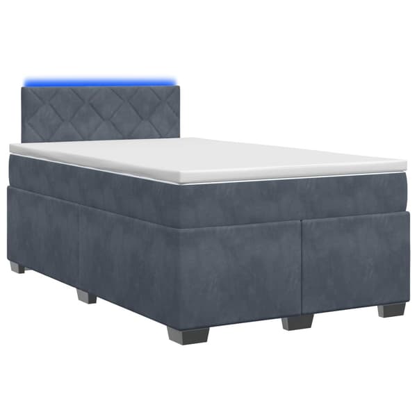 Boxspring säng med madrass och LED Mörkgrå 120 x 190 cm Sammet