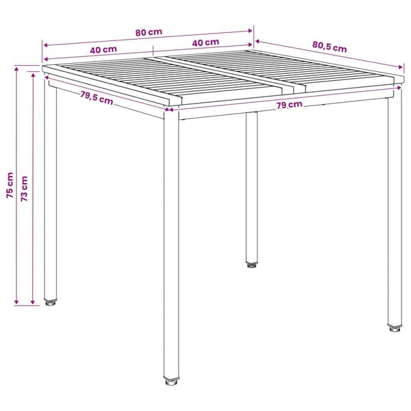 Trädgårds Middagsbord Vit och svart 80 x 80,5 x 75 cm