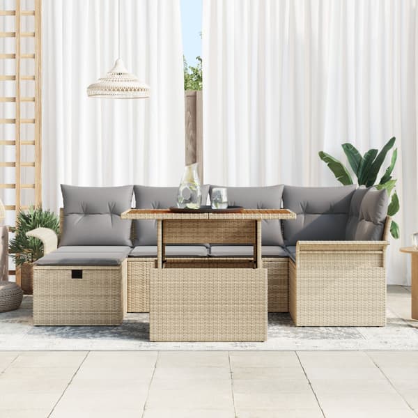 Trädgårdsoffset 7 st Beige konstrotting