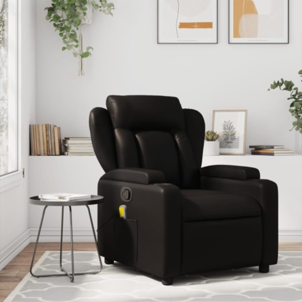 Massagefåtölj svart konstläder