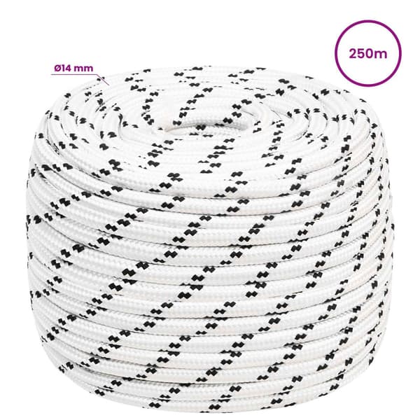 Mångsidigt bruksrep 14 mm 250 m Vit Polyester