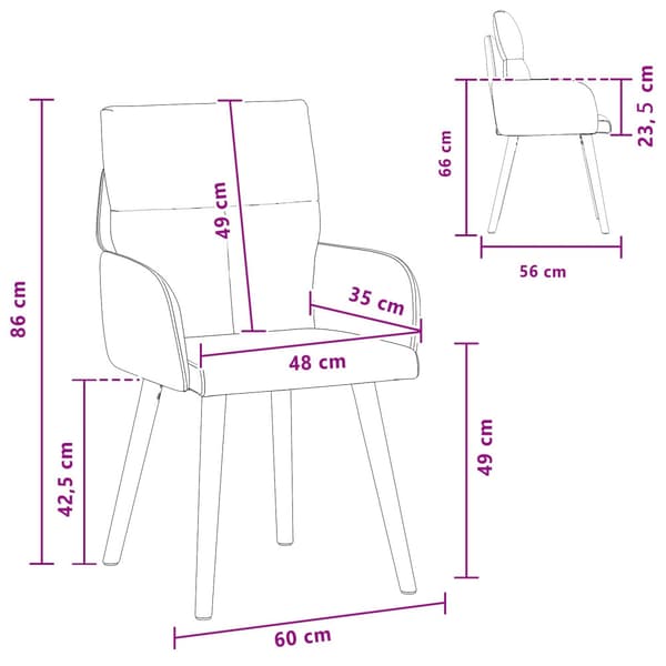 Matstolar 6 pcs Tyg Svart 60 x 56 x 96 cm