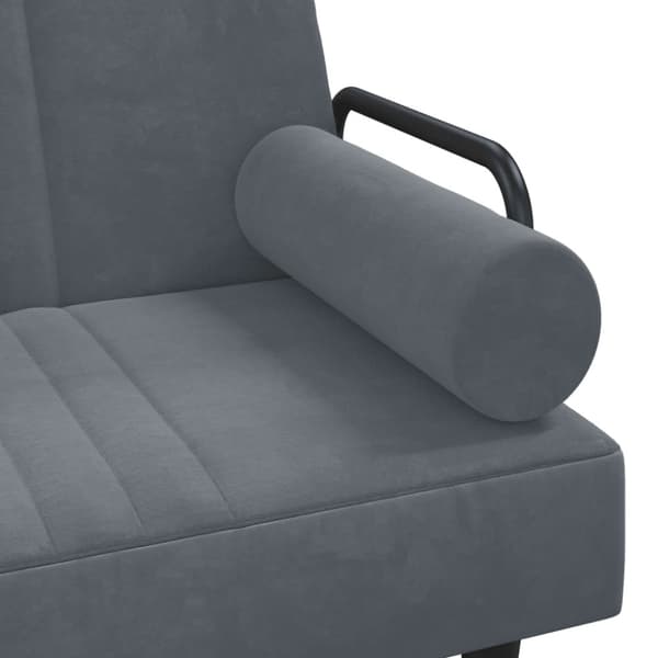 Bäddsoffa med armstöd mörkgrå sammet