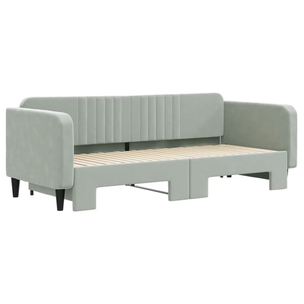 Dagbädd utdragbar ljusgrå 90x200 cm sammet