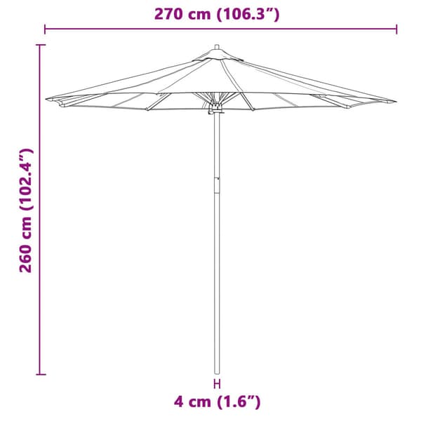 Trädgårdsparasol Krämvit Ø 270 x 260 cm Bambu