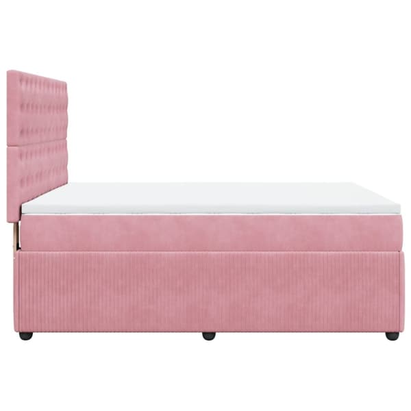 Ramsäng med madrass rosa 140x200 cm sammet