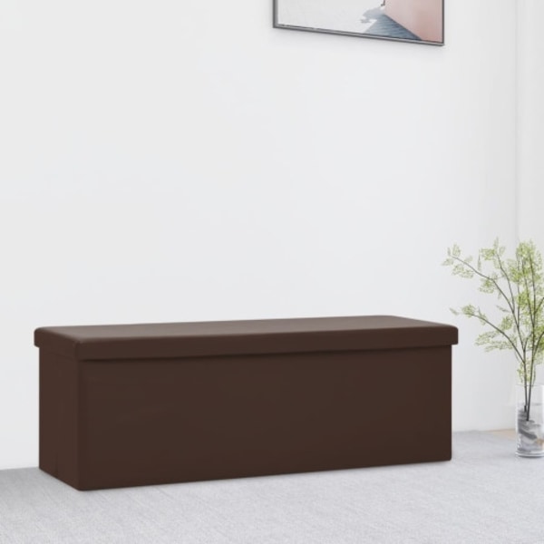 Hopfällbar förvaringsbänk brun PVC